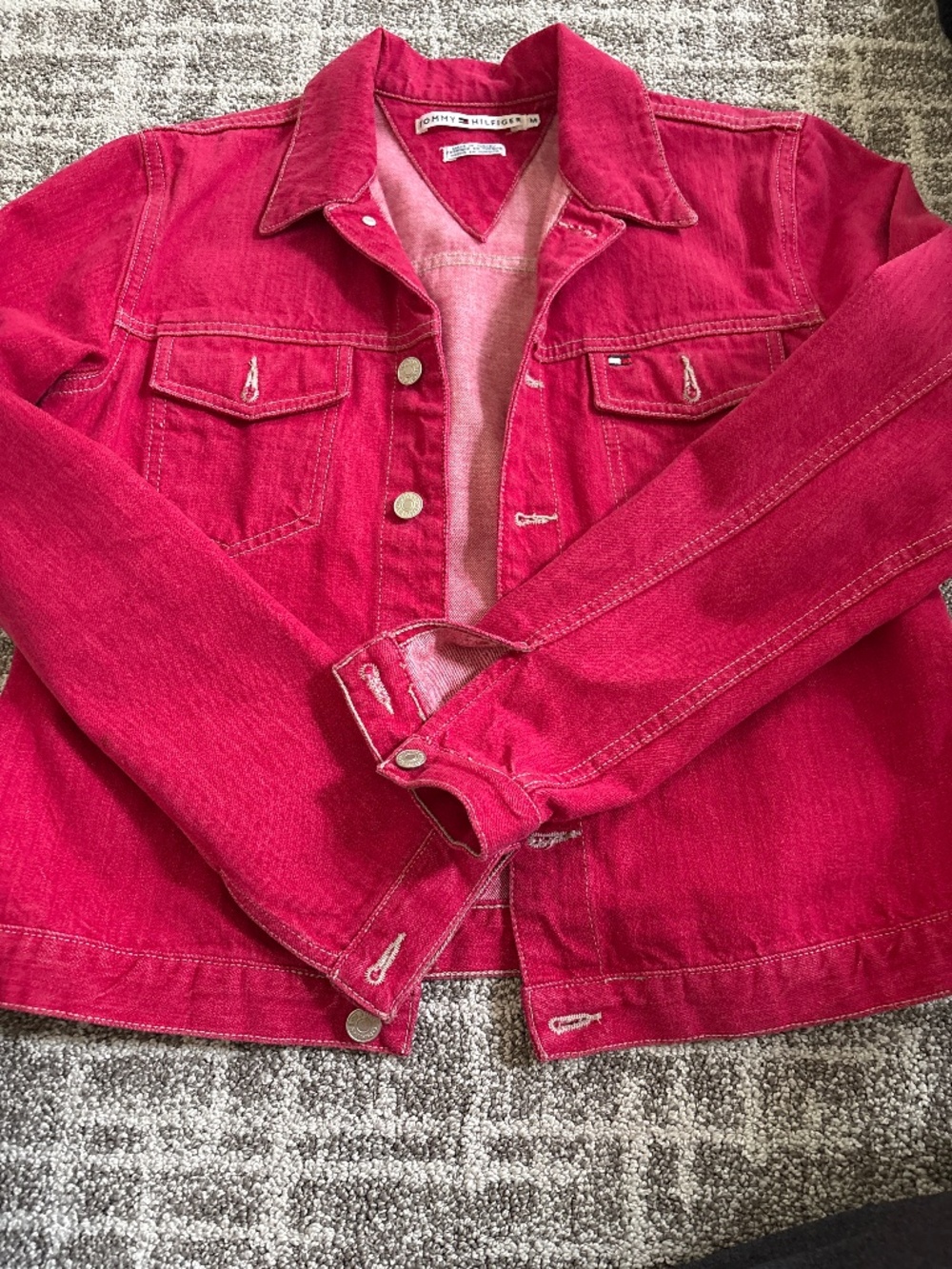 Tommy Hilfiger hot pink Jean jacket-medium EUC